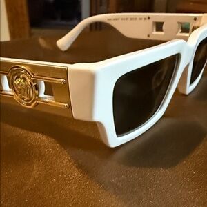 Versace White Sunglasses with Gold Accents